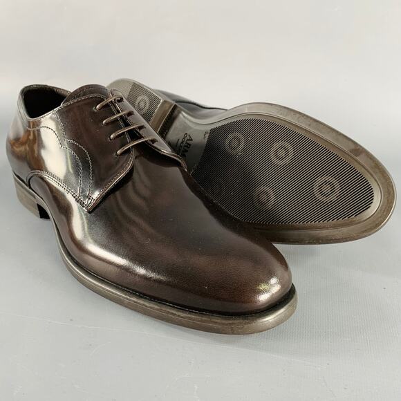 ARMANI COLLEZIONI Size 8 Brown Leather Derby Lace-Up Shoes - Picture 5 of 9